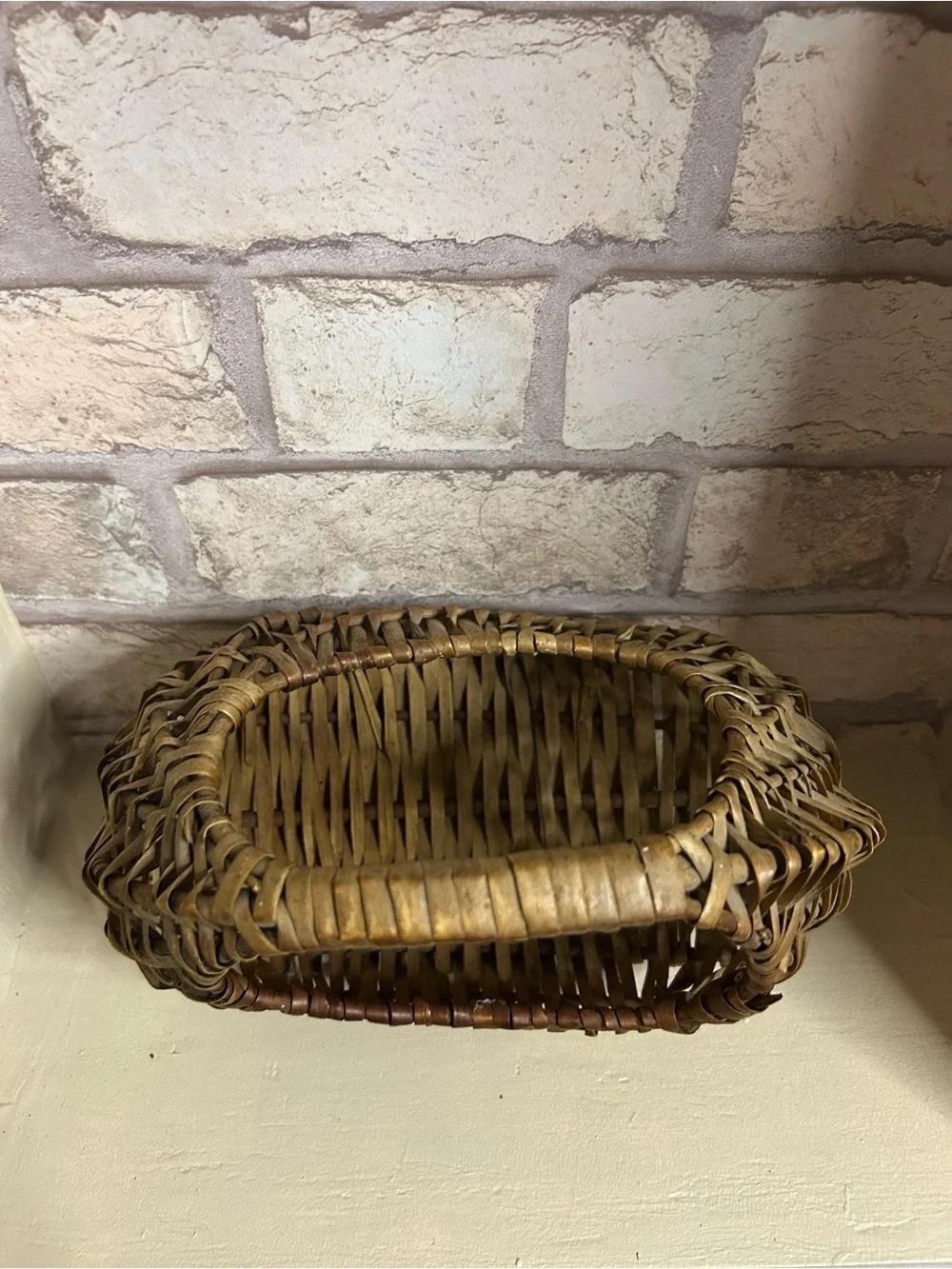 Vintage Handwoven Gondola Style Wrapped Handle Basket